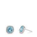 Fülbevaló 750/18 K fehér arany Gyémánt 0.18 ct, w-si, Topáz Kék, 0.40 ct Ø8.5 mm