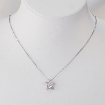Medál 750/18 K fehér arany Gyémánt 0.08 ct, w-si Csillag Ø10 mm