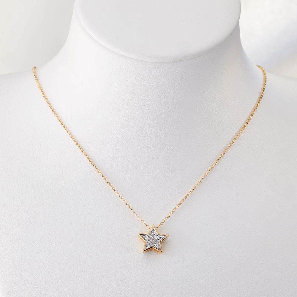 Medál 750/18 K sárga arany Gyémánt 0.08 ct, w-si Csillag Ø10 mm