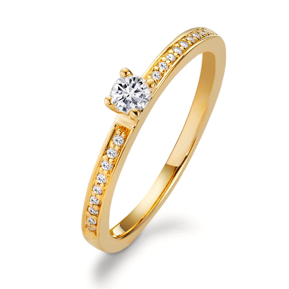 Szoliter gyűrű 750/18 K sárga arany Gyémánt Fehér, 0.20 ct, 19 Kövek, Briliáns, w-si Ø3 mm