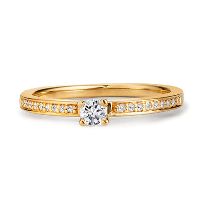 Szoliter gyűrű 750/18 K sárga arany Gyémánt Fehér, 0.20 ct, 19 Kövek, Briliáns, w-si Ø3 mm