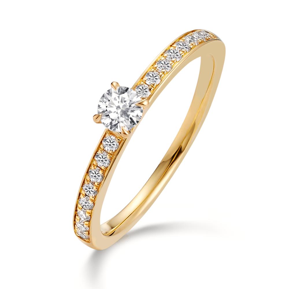 Szoliter gyűrű 750/18 K sárga arany Gyémánt 0.34 ct, 17 Kövek, w-si