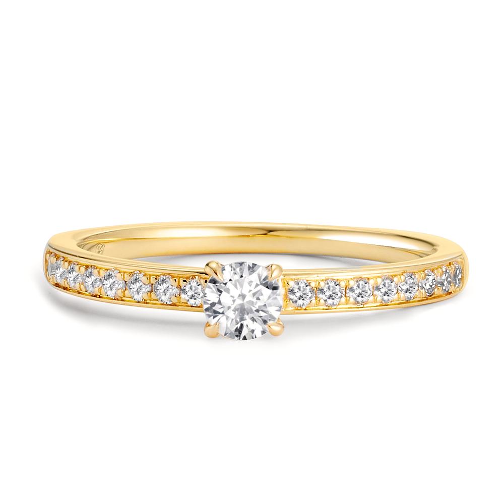 Szoliter gyűrű 750/18 K sárga arany Gyémánt 0.34 ct, 17 Kövek, w-si