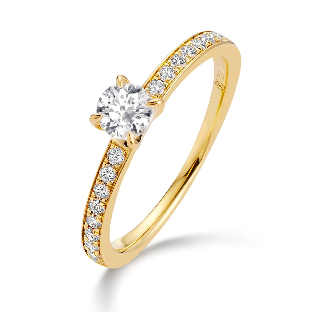 Szoliter gyűrű 750/18 K sárga arany Gyémánt Fehér, 0.30 ct, Briliáns, w-si, Gyémánt Fehér, 0.20 ct, 18 Kövek, Briliáns, w-si