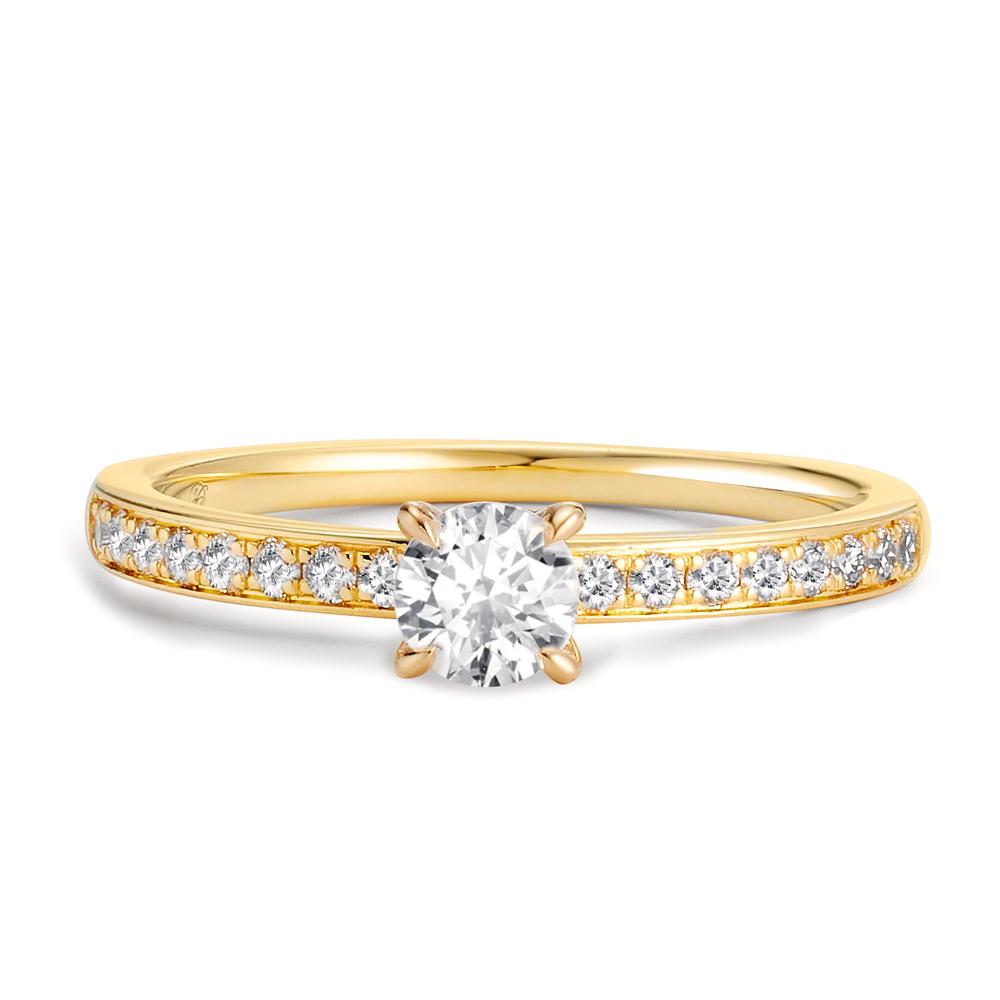 Szoliter gyűrű 750/18 K sárga arany Gyémánt Fehér, 0.30 ct, Briliáns, w-si, Gyémánt Fehér, 0.20 ct, 18 Kövek, Briliáns, w-si