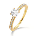 Szoliter gyűrű 750/18 K sárga arany Gyémánt 0.47 ct, Briliáns, w-si, Gyémánt 0.18 ct, 18 Kövek, Briliáns, w-si