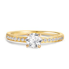 Szoliter gyűrű 750/18 K sárga arany Gyémánt 0.47 ct, Briliáns, w-si, Gyémánt 0.18 ct, 18 Kövek, Briliáns, w-si