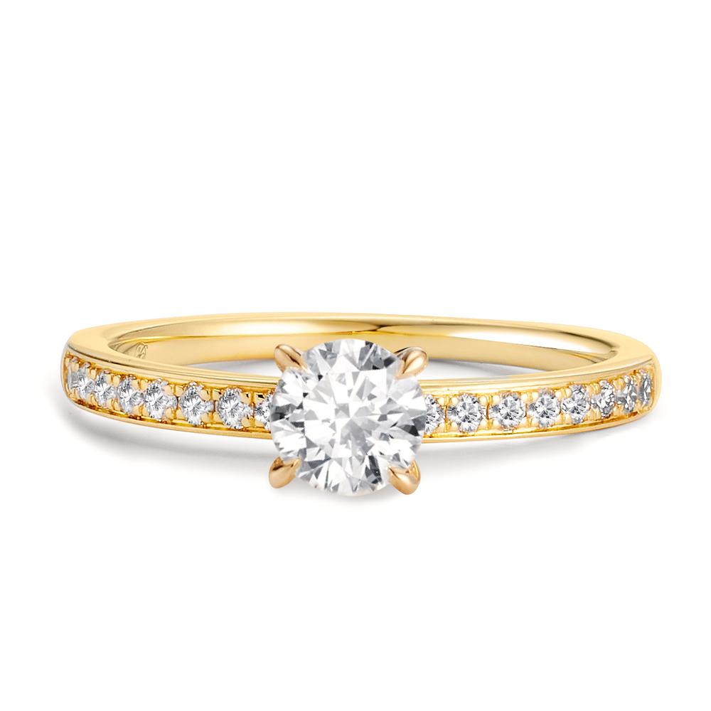Szoliter gyűrű 750/18 K sárga arany Gyémánt 0.47 ct, Briliáns, w-si, Gyémánt 0.18 ct, 18 Kövek, Briliáns, w-si