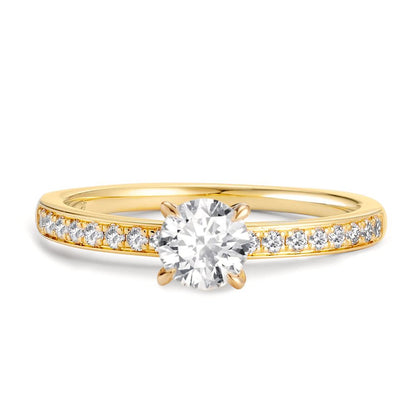 Szoliter gyűrű 750/18 K sárga arany Gyémánt 0.47 ct, Briliáns, w-si, Gyémánt 0.18 ct, 18 Kövek, Briliáns, w-si