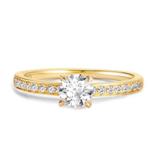 Szoliter gyűrű 750/18 K sárga arany Gyémánt 0.47 ct, Briliáns, w-si, Gyémánt 0.18 ct, 18 Kövek, Briliáns, w-si