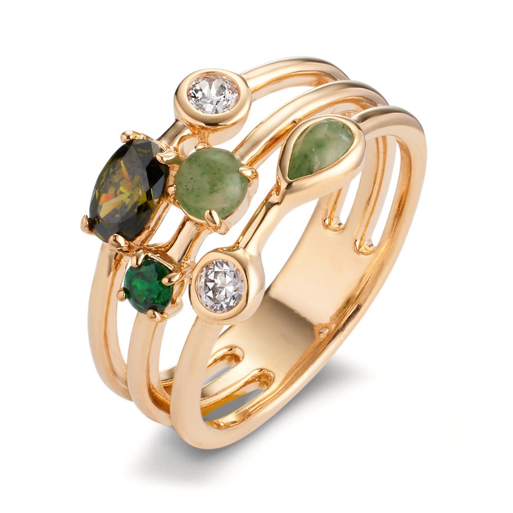 Gyűrű Bronz Cirkónia 6 Kövek 5 mikron aranyozott