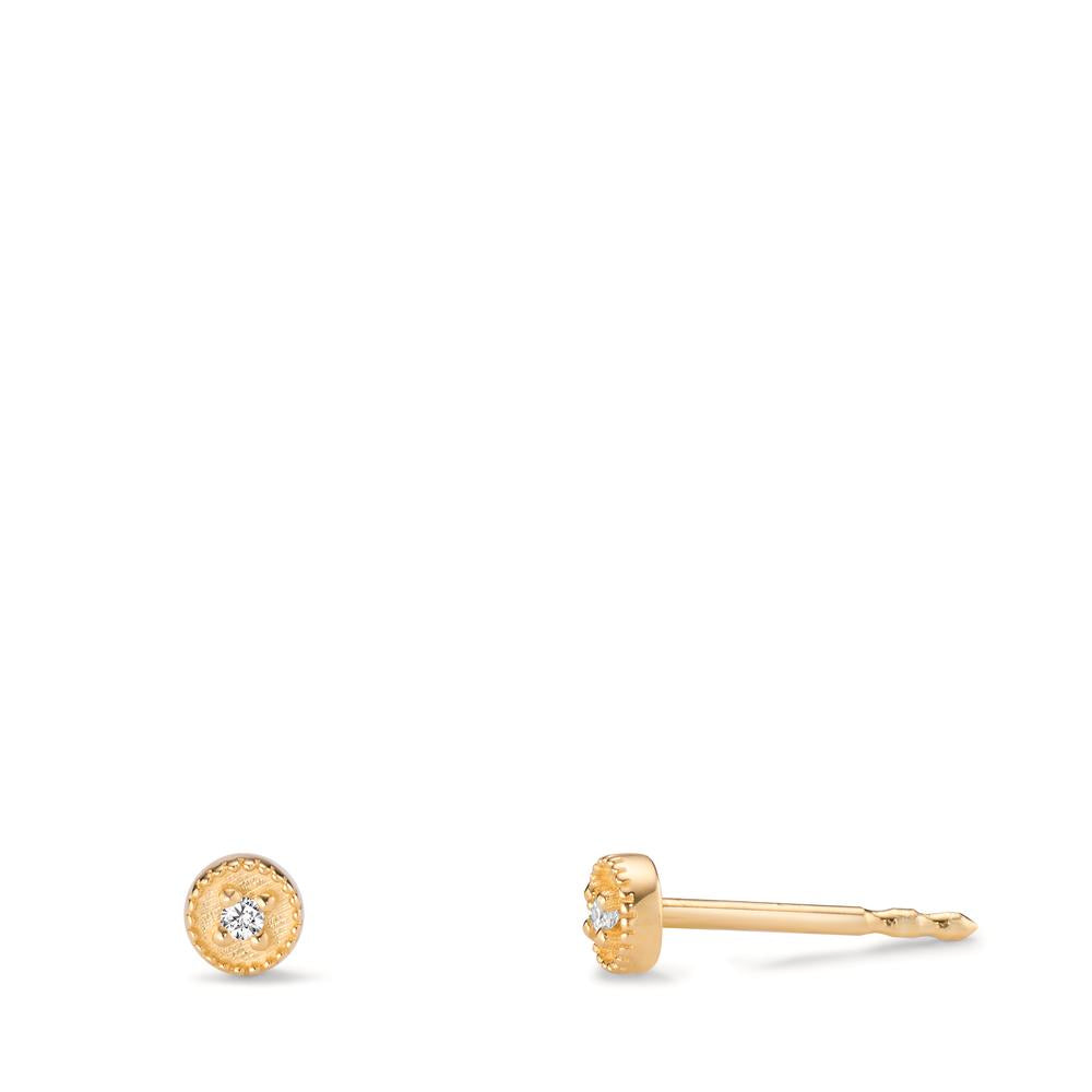 Fülbevaló 585/14 K sárga arany Gyémánt 0.016 ct, 2 Kövek, w-si Ø3.5 mm