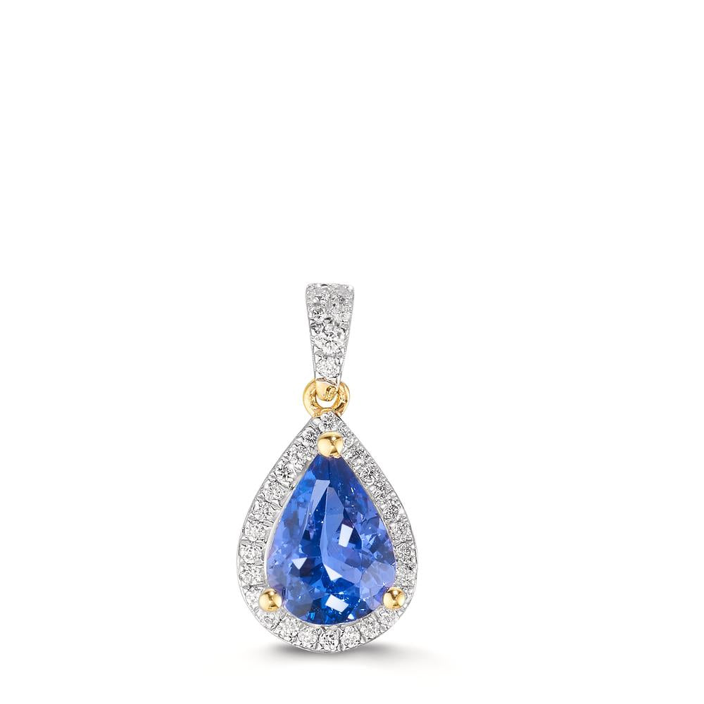 Medál 750/18 K sárga arany Tanzanit 1.01 ct, Gyémánt 0.12 ct, w-si