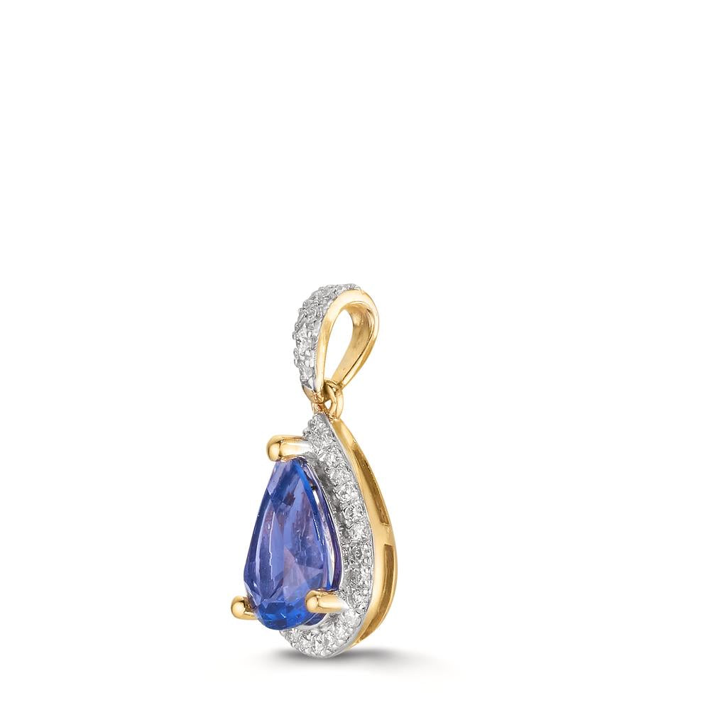 Medál 750/18 K sárga arany Tanzanit 1.01 ct, Gyémánt 0.12 ct, w-si