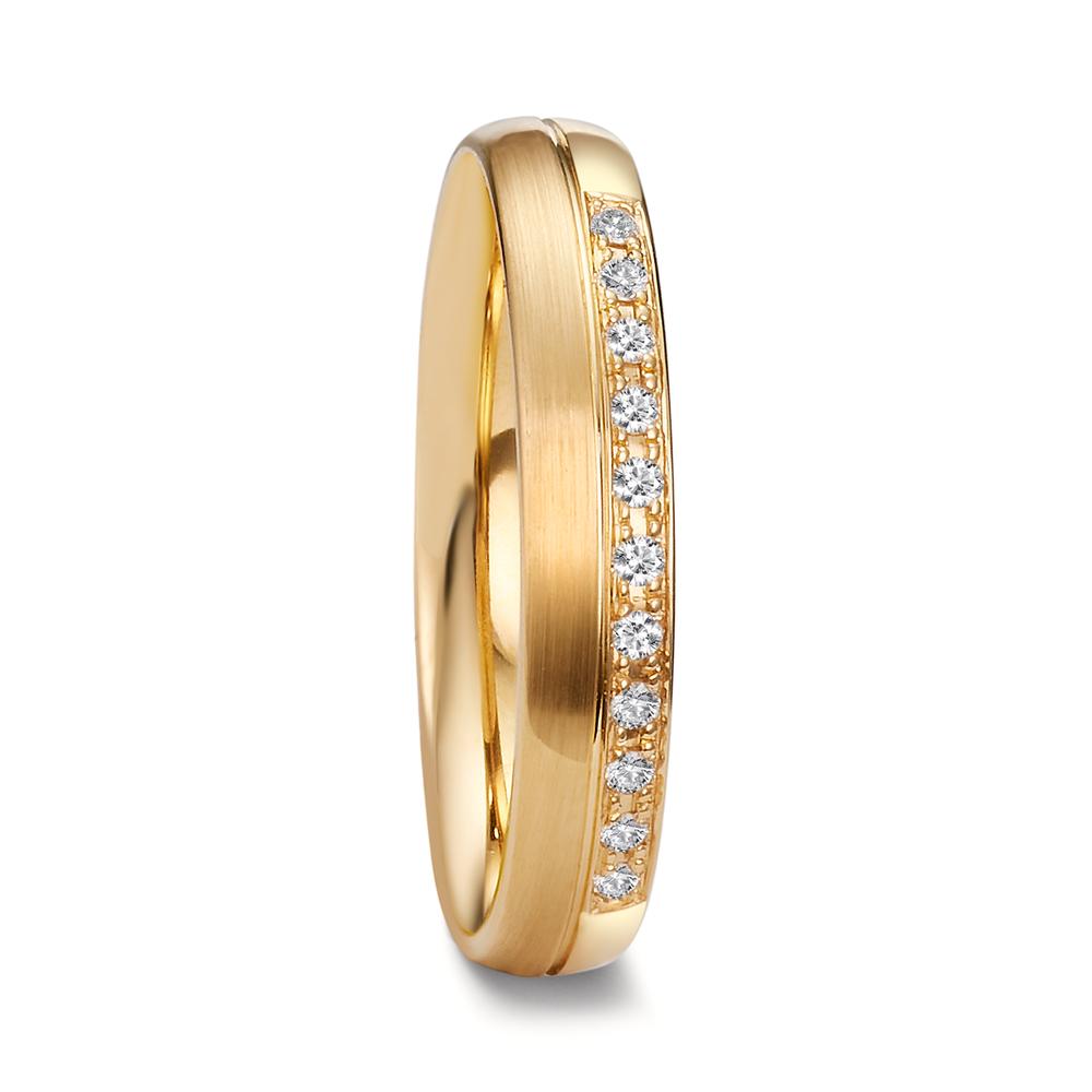 Partnergyűrű 750/18 K sárga arany Gyémánt 0.055 ct, 11 Kövek, tw-vsi