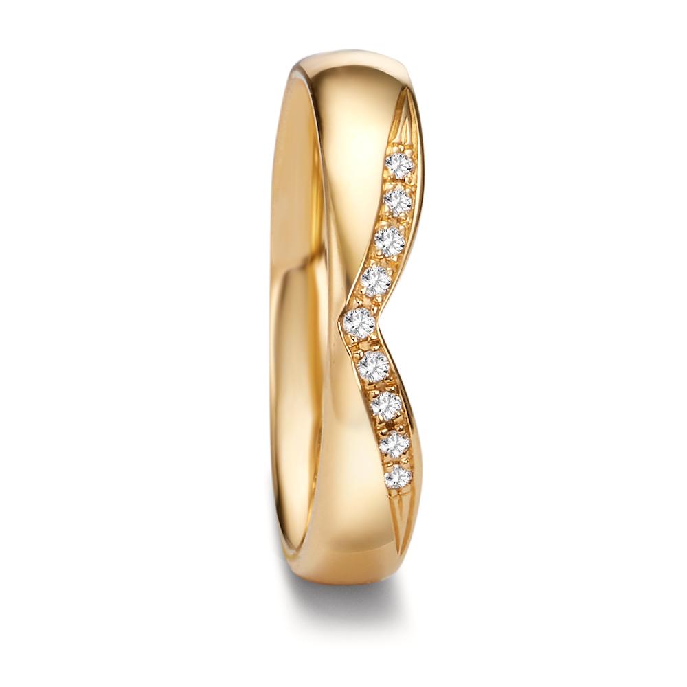 Partnergyűrű 750/18 K sárga arany Gyémánt 0.045 ct, 9 Kövek, tw-vsi