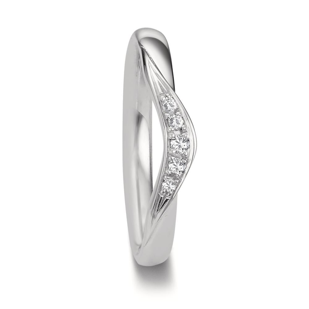 Partnergyűrű 750/18 K fehér arany Gyémánt 0.045 ct, 5 Kövek, tw-vsi