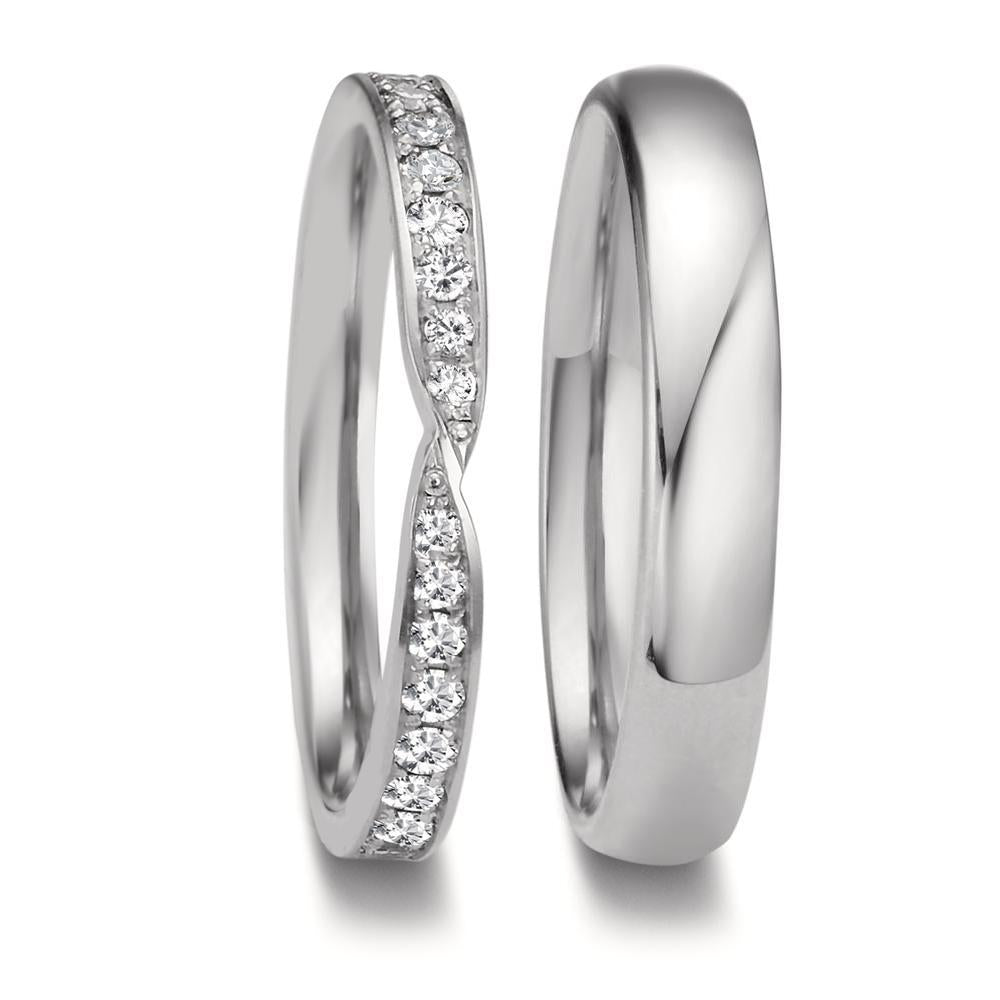 Partnergyűrű 750/18 K fehér arany Gyémánt 0.226 ct, 18 Kövek, tw-vsi