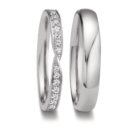 Partnergyűrű 750/18 K fehér arany Gyémánt 0.226 ct, 18 Kövek, tw-vsi