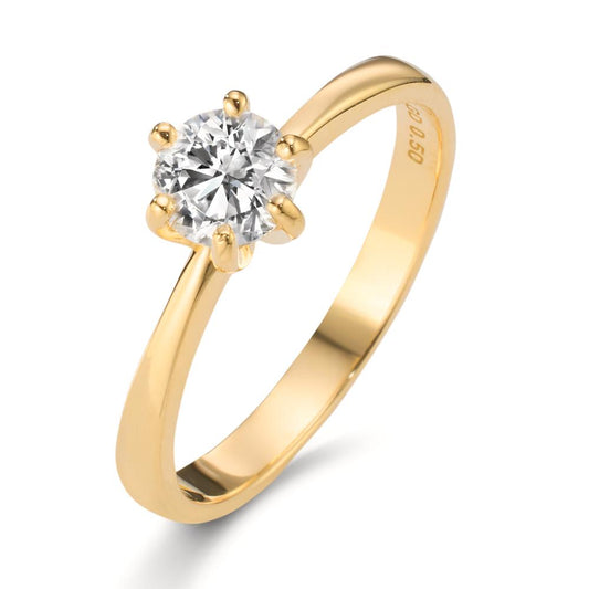 Szoliter gyűrű 750/18 K sárga arany Laborban növesztett gyémánt 0.50 ct, w-si