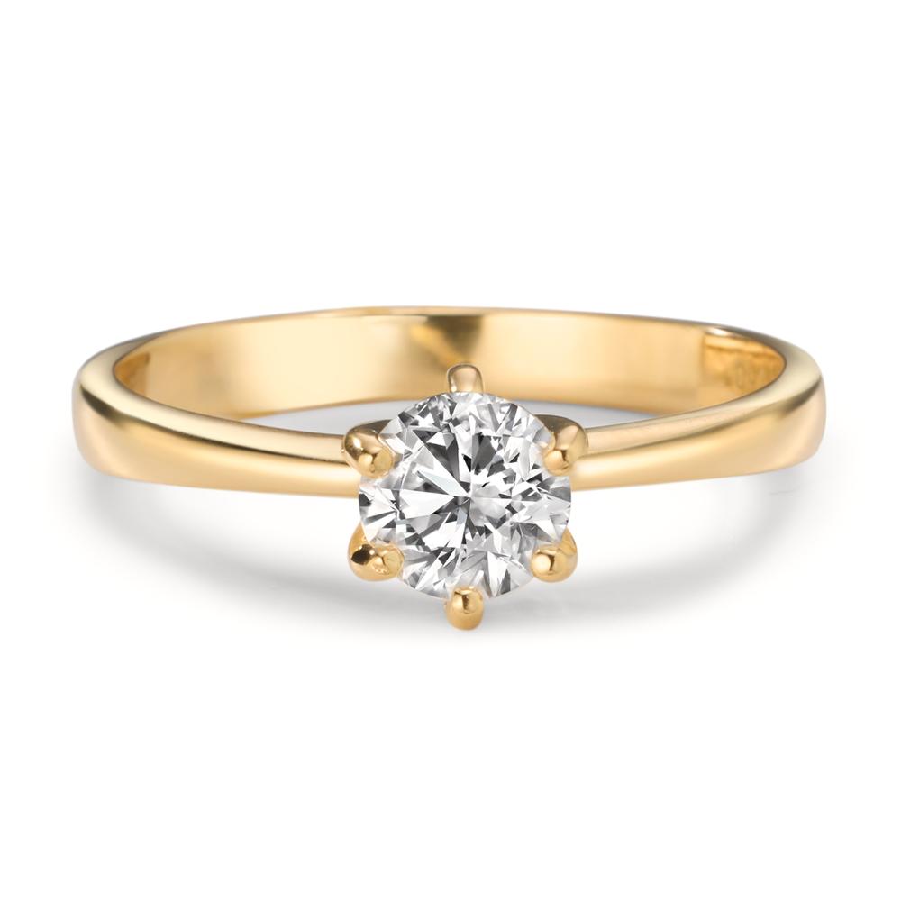 Szoliter gyűrű 750/18 K sárga arany Laborban növesztett gyémánt 0.50 ct, w-si