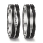 Partnergyűrű 950 platina, Szén Gyémánt 0.034 ct, 5 Kövek, w-si