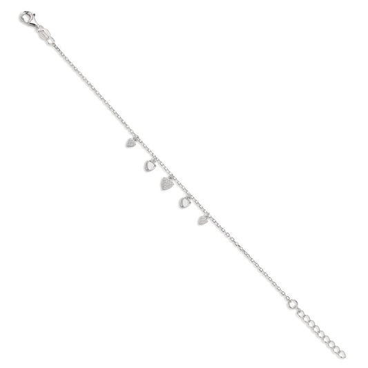 Karkötő Ezüst Cirkónia ródiumozott gyöngyház 16-19 cm