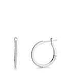 Patentzáras karika fülbevalók 750/18 K fehér arany Gyémánt 0.185 ct, 50 Kövek, w-si