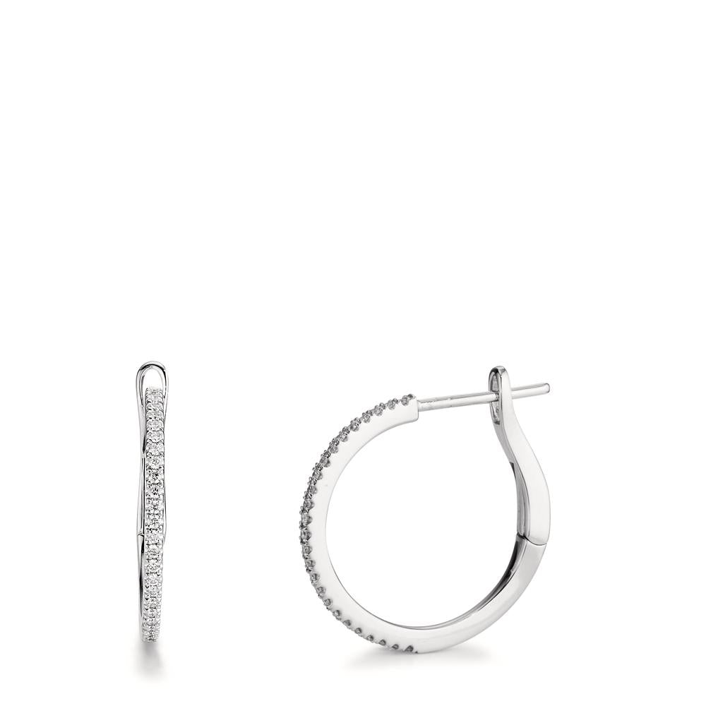 Patentzáras karika fülbevalók 750/18 K fehér arany Gyémánt 0.185 ct, 50 Kövek, w-si