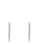 Patentzáras karika fülbevalók 750/18 K fehér arany Gyémánt 0.185 ct, 50 Kövek, w-si