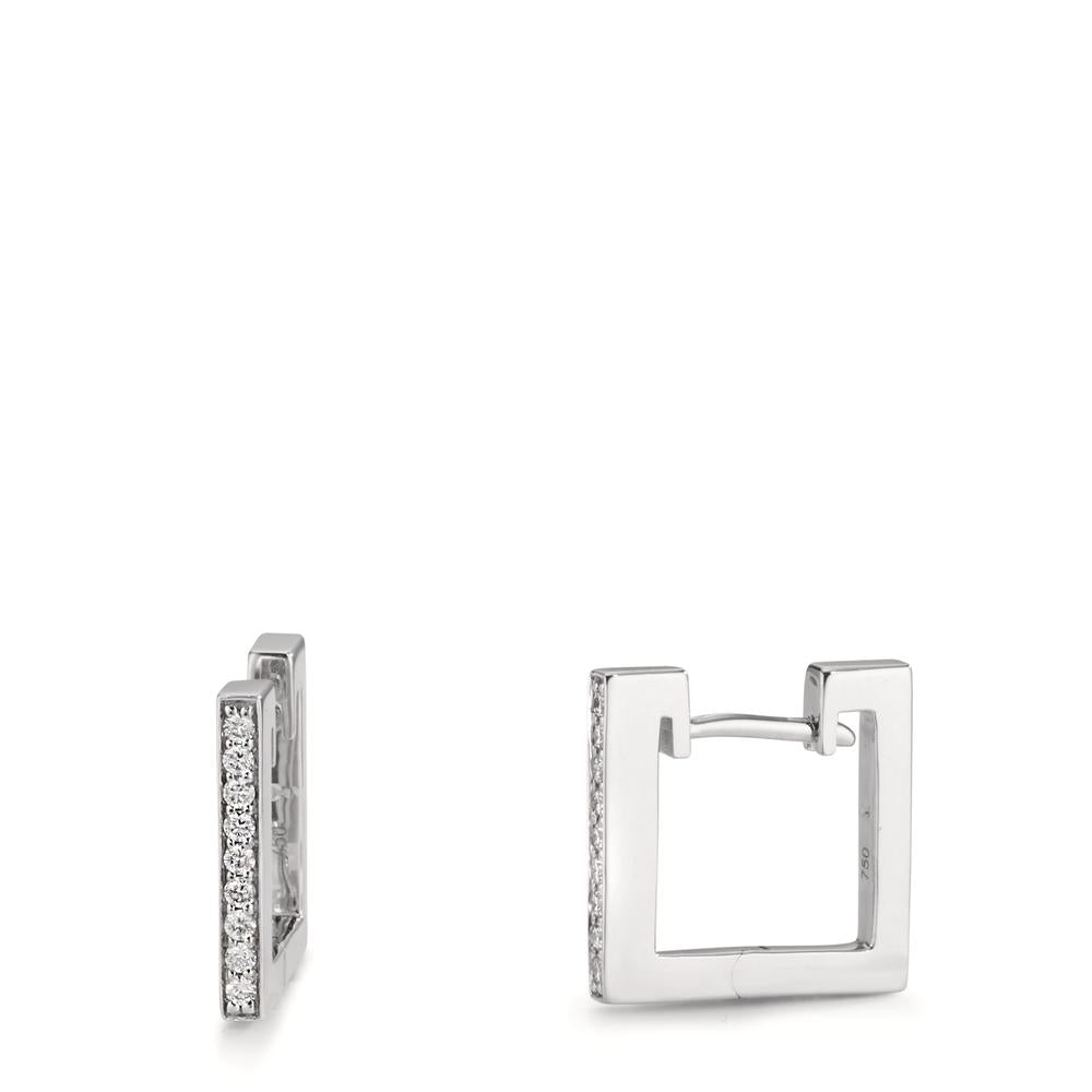 Patentzáras karika fülbevalók 750/18 K fehér arany Gyémánt 0.16 ct, w-si
