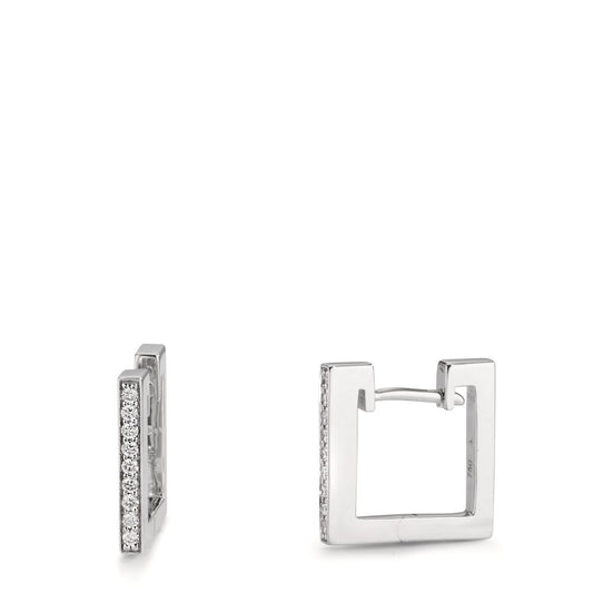Patentzáras karika fülbevalók 750/18 K fehér arany Gyémánt 0.16 ct, w-si