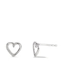 Fülbevaló 750/18 K fehér arany Gyémánt 0.045 ct, 18 Kövek, w-si Szív Ø7 mm