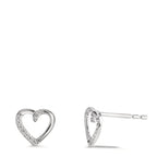 Fülbevaló 750/18 K fehér arany Gyémánt 0.045 ct, 18 Kövek, w-si Szív Ø7 mm
