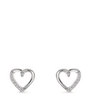 Fülbevaló 750/18 K fehér arany Gyémánt 0.045 ct, 18 Kövek, w-si Szív Ø7 mm