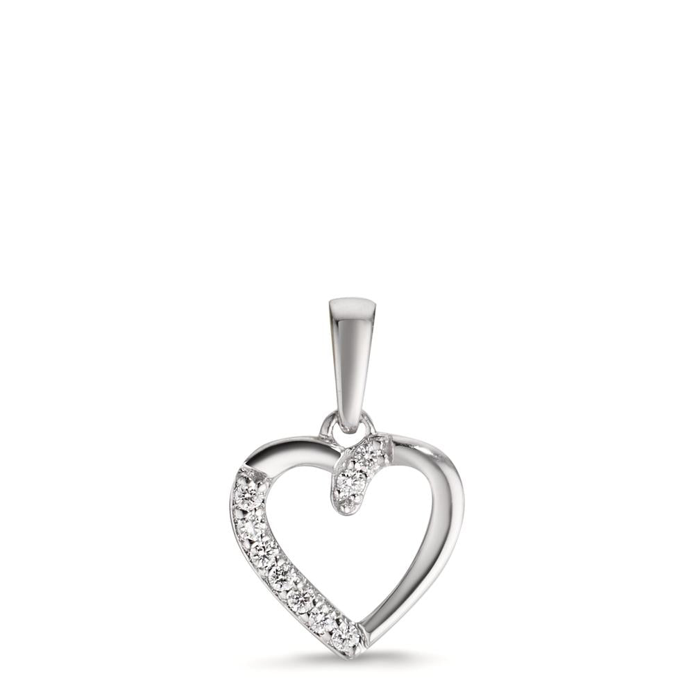 Medál 750/18 K fehér arany Gyémánt 0.05 ct, 9 Kövek, w-si Szív Ø9.5 mm