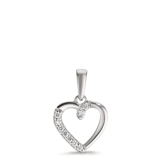 Medál 750/18 K fehér arany Gyémánt 0.05 ct, 9 Kövek, w-si Szív Ø9.5 mm