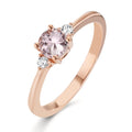 Gyűrű 750/18 K vörös arany Morganit Rózsaszín, Gyémánt 0.065 ct, 2 Kövek, w-si
