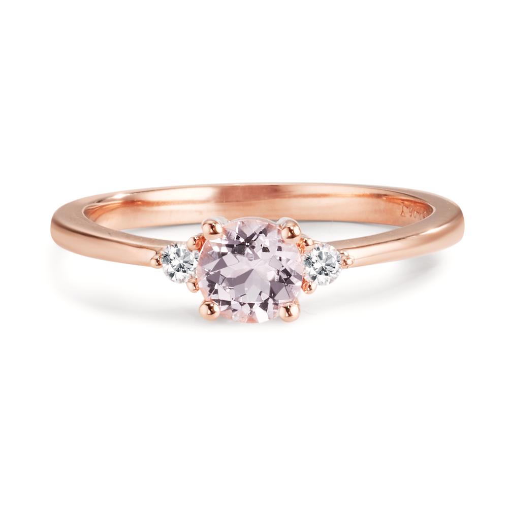 Gyűrű 750/18 K vörös arany Morganit Rózsaszín, Gyémánt 0.065 ct, 2 Kövek, w-si