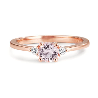 Gyűrű 750/18 K vörös arany Morganit Rózsaszín, Gyémánt 0.065 ct, 2 Kövek, w-si