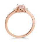Gyűrű 750/18 K vörös arany Morganit Rózsaszín, Gyémánt 0.065 ct, 2 Kövek, w-si