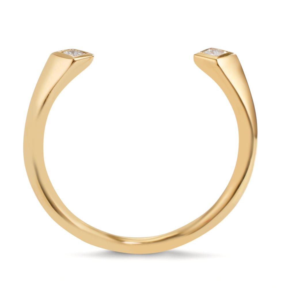 Gyűrű 750/18 K sárga arany Gyémánt 0.07 ct, 2 Kövek, Négyszög, w-si