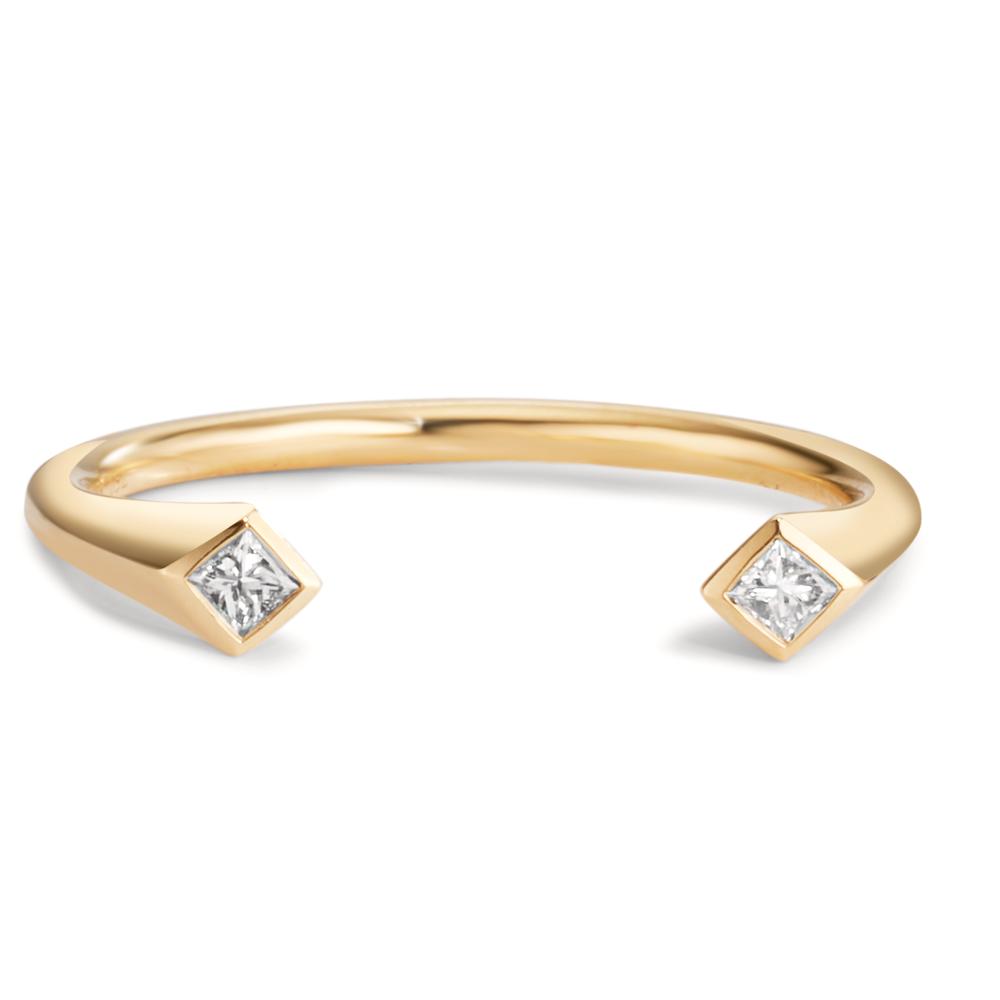 Gyűrű 750/18 K sárga arany Gyémánt 0.07 ct, 2 Kövek, Négyszög, w-si