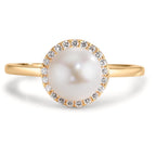 Gyűrű 750/18 K sárga arany Gyémánt 0.125 ct, w-si édesvízi tenyésztett gyöngy 7-7.5 mm
