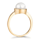Gyűrű 750/18 K sárga arany Gyémánt 0.125 ct, w-si édesvízi tenyésztett gyöngy 7-7.5 mm