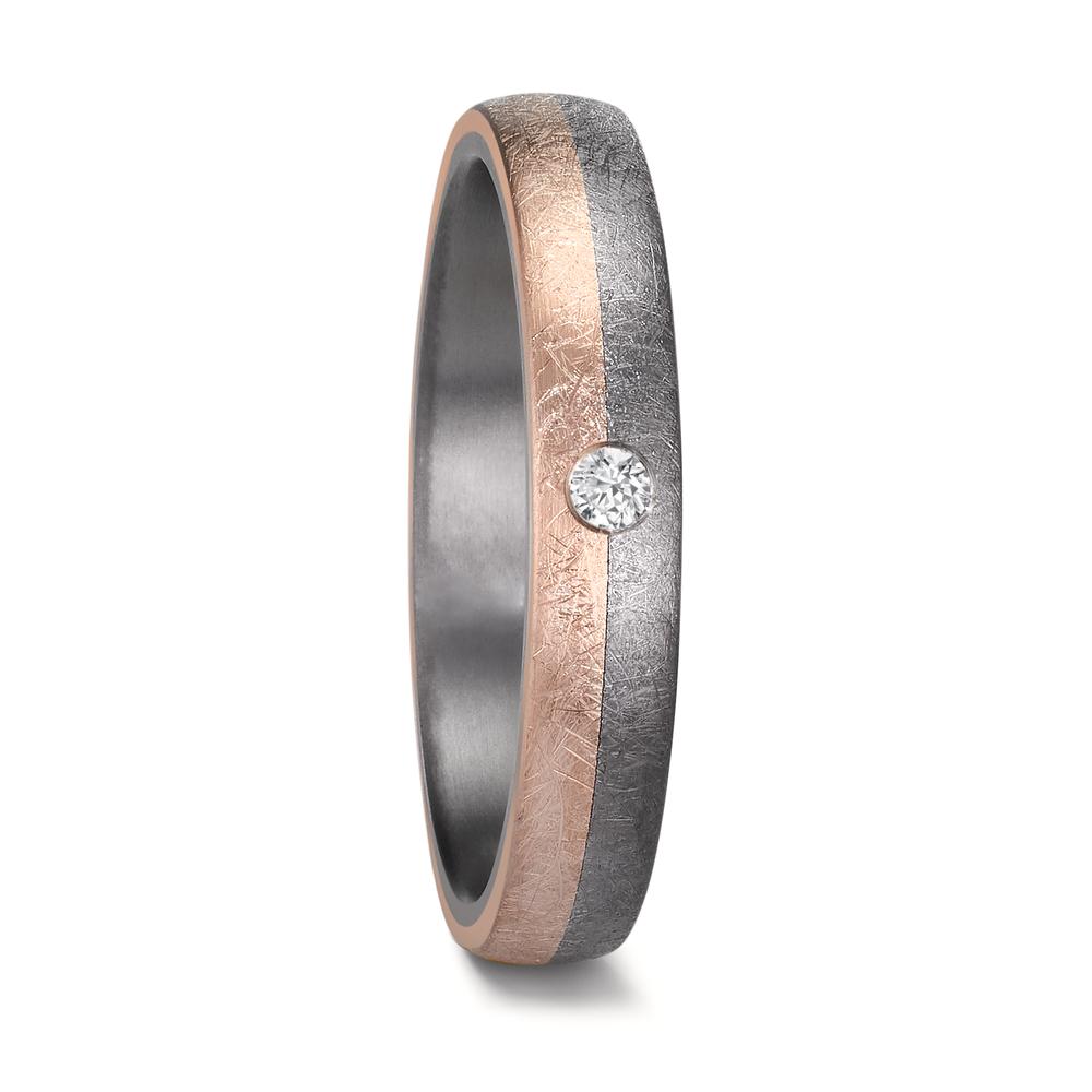 Partnergyűrű 999 tantál, 585/14 K rozé arany Gyémánt 0.04 ct, w-si