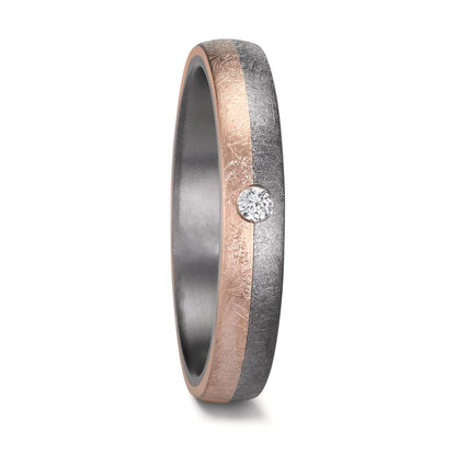 Partnergyűrű 999 tantál, 585/14 K rozé arany Gyémánt 0.04 ct, w-si