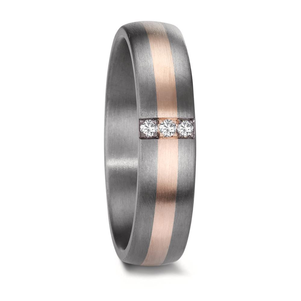 Partnergyűrű 999 tantál, 585/14 K rozé arany Gyémánt 0.045 ct, 3 Kövek, w-si