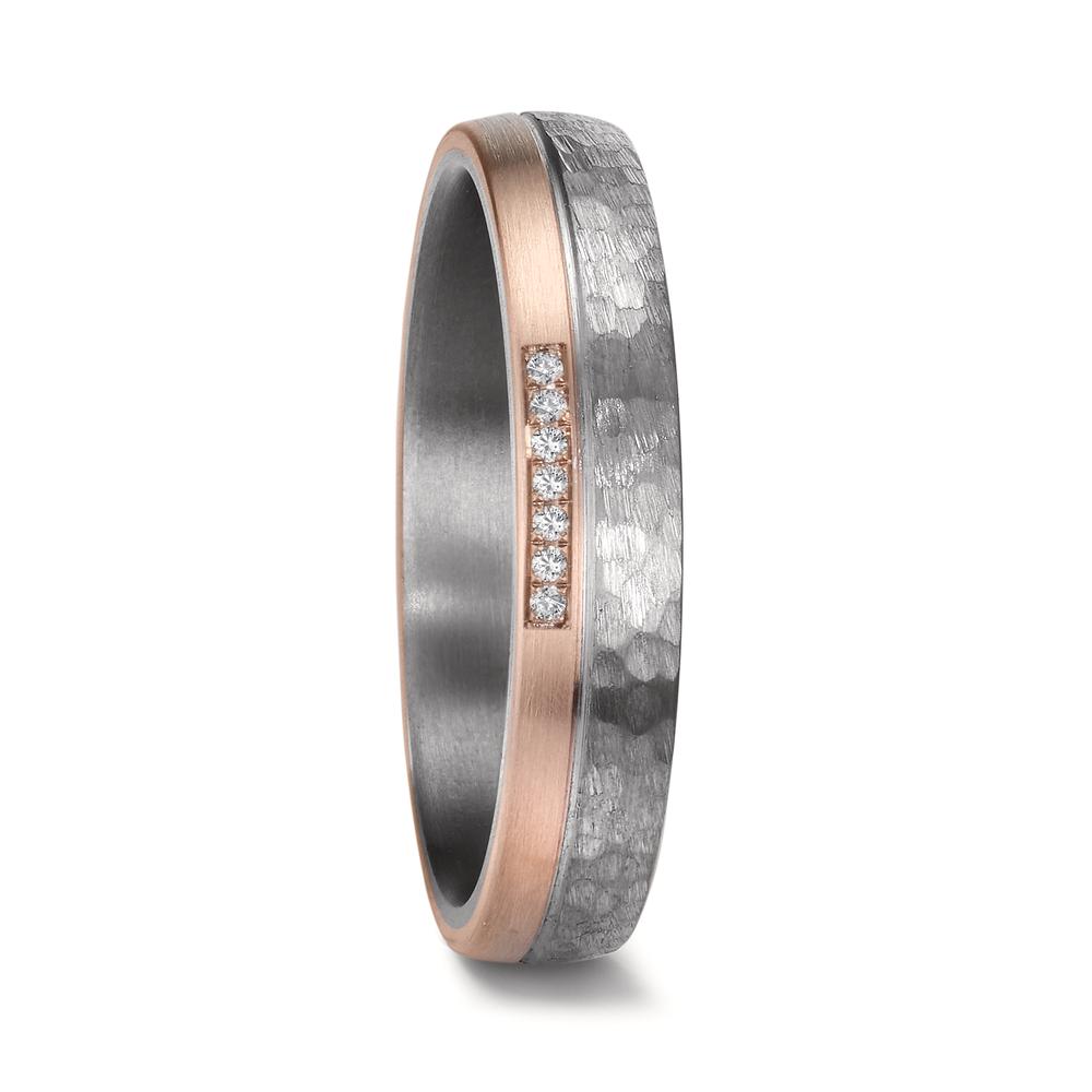Partnergyűrű 999 tantál, 585/14 K rozé arany Gyémánt 0.025 ct, 7 Kövek, w-si
