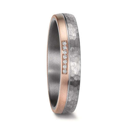 Partnergyűrű 999 tantál, 585/14 K rozé arany Gyémánt 0.025 ct, 7 Kövek, w-si